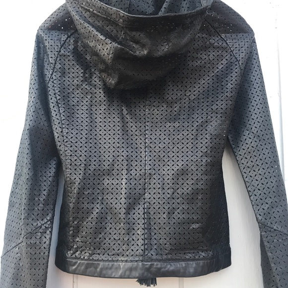 Versace Perforated Leather Jacket with Tassels and Hood - Picture 7 of 13